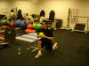 Johan, another volunteer athletic trainer, works out in the rehab gym.
