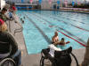 This is the first time that this quadriplegic man has been in a pool in quite a while.