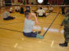 The basic rule of sit-down volleyball: keep your butt on the ground!