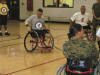 This disabled vet is trying out wheelchair volleyball for the first time.